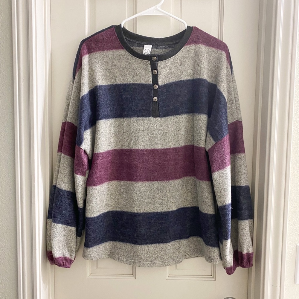 Purple and navy sweater